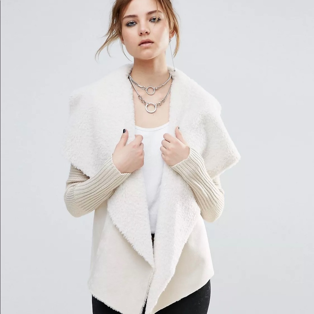 John + Jenn Sienna Faux Shearling Drape Cardigan